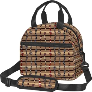 Traditional Animal Print,Insulated Reusable Lunch Bag with Adjustable Shoulder Strap for Adults,Wildlife Prehistoric Snakes,Leakproof Office Picnic Hiking Beach Tote Bag,Multicolor,9x5x7.8in