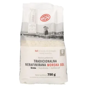 Traditional Piran Salt Coarse Non-Iodized Unrefined Slovenian Sea Salt - Pack Of 2 x 750g Bags