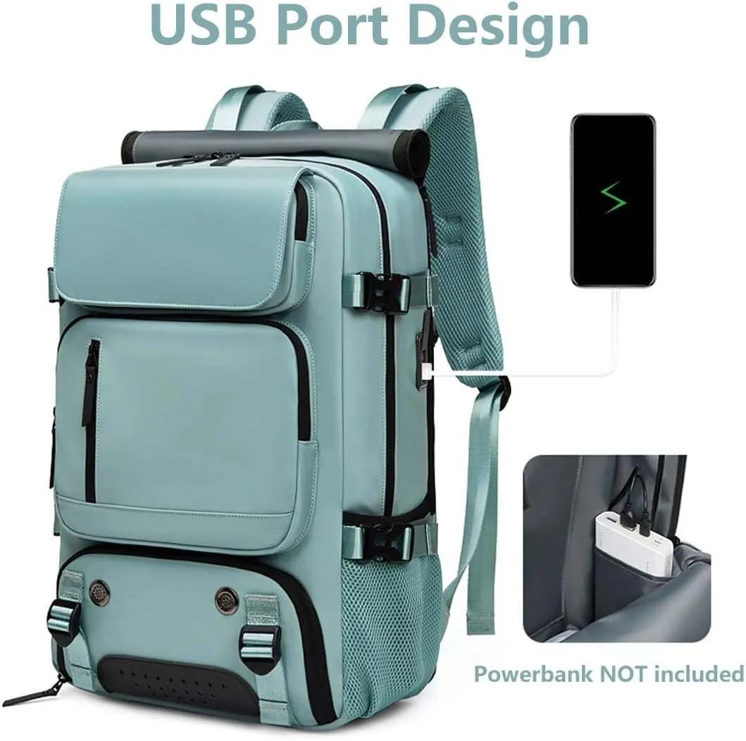 Travel Backpack for Women Men Carry On Backpack fits 16” Laptop Waterproof Convertible Backpack with Shoe Compartment (Dark Green)