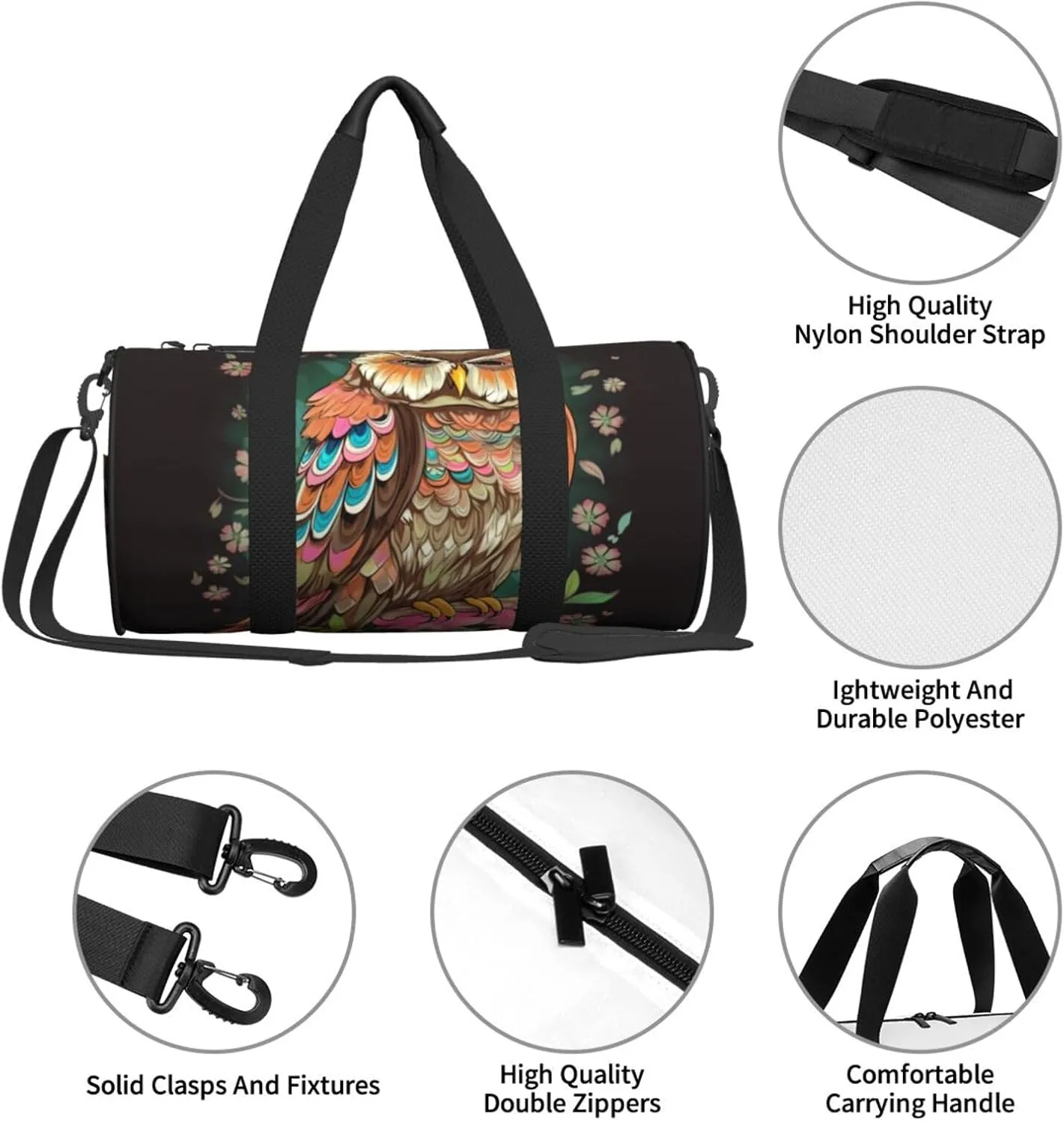 Travel Bag For Women,Anime Owl Print Personal Item Duffle Bags,Weekend Travel Duffel Tote Bag,Travel Sport Gym Bag For Men,Airplane Travel Essentials For Flying
