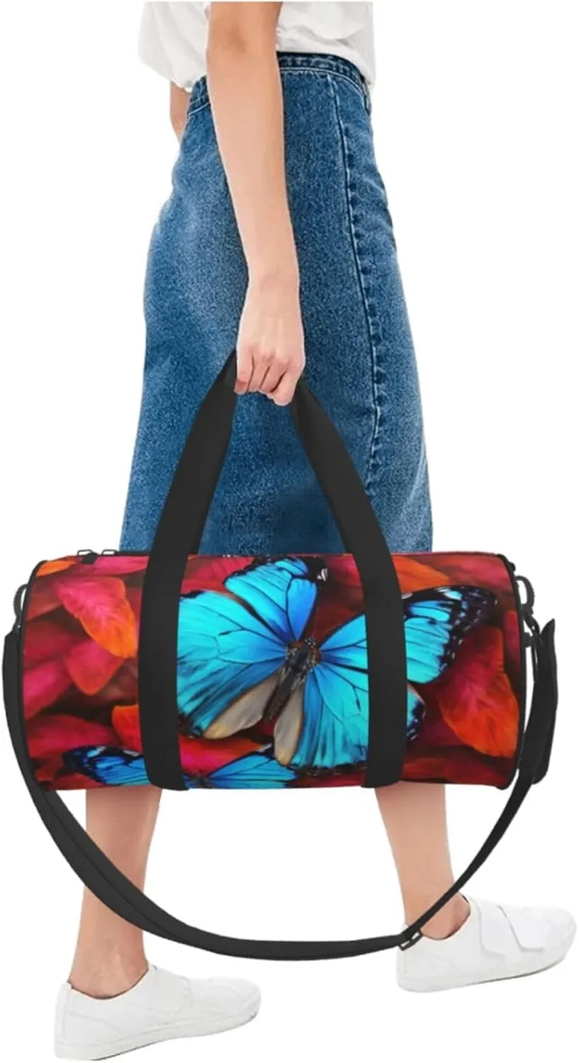 Travel Bag For Women,Beautiful Butterflies Print Personal Item Duffle Bags,Weekend Travel Duffel Tote Bag,Travel Sport Gym Bag For Men,Airplane Travel Essentials For Flying