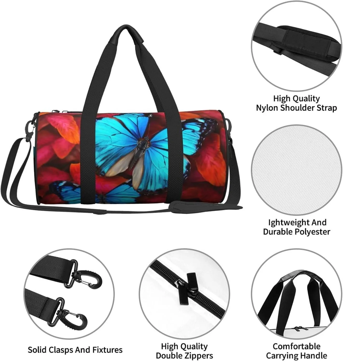 Travel Bag For Women,Beautiful Butterflies Print Personal Item Duffle Bags,Weekend Travel Duffel Tote Bag,Travel Sport Gym Bag For Men,Airplane Travel Essentials For Flying