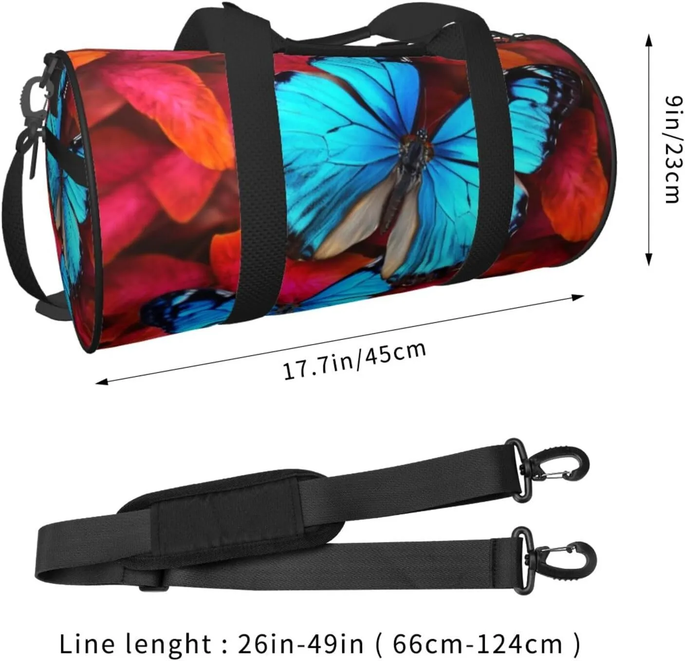 Travel Bag For Women,Beautiful Butterflies Print Personal Item Duffle Bags,Weekend Travel Duffel Tote Bag,Travel Sport Gym Bag For Men,Airplane Travel Essentials For Flying