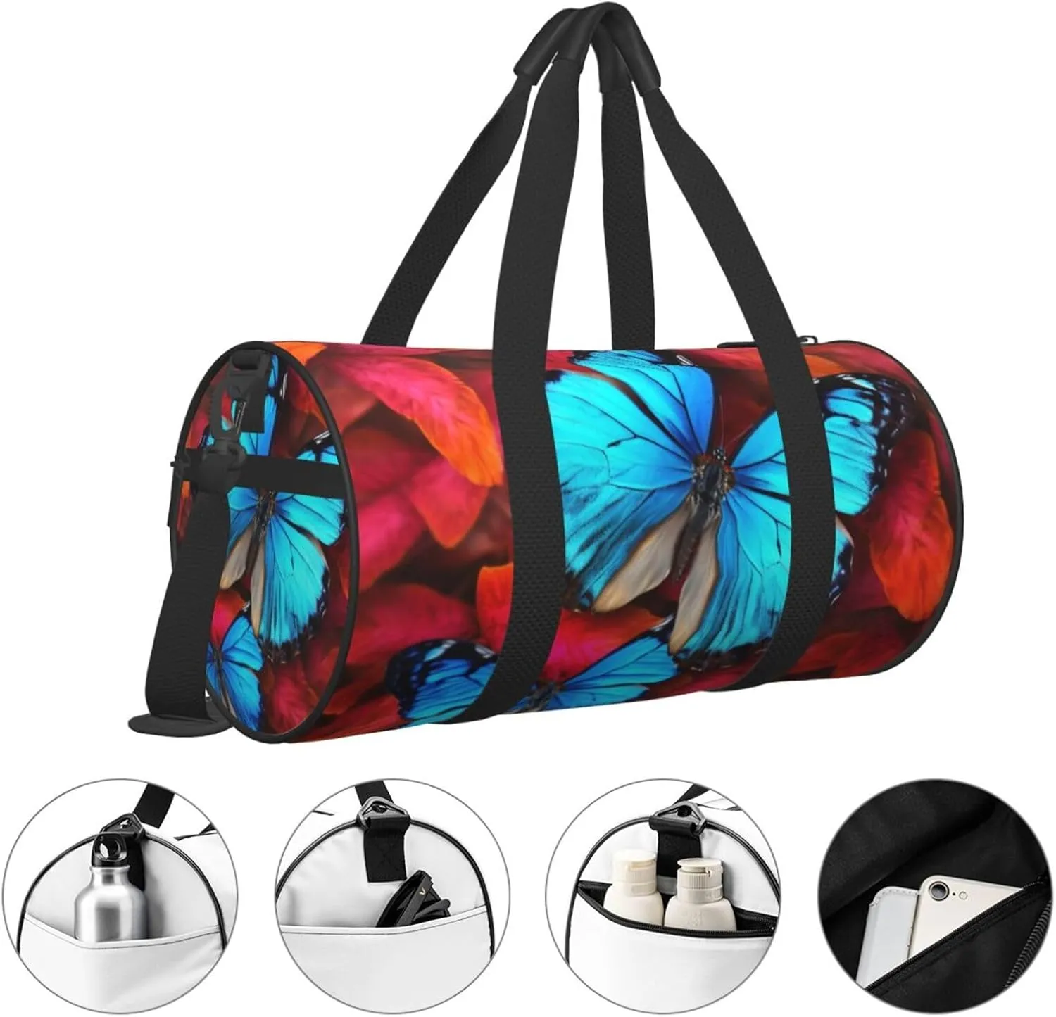 Travel Bag For Women,Beautiful Butterflies Print Personal Item Duffle Bags,Weekend Travel Duffel Tote Bag,Travel Sport Gym Bag For Men,Airplane Travel Essentials For Flying
