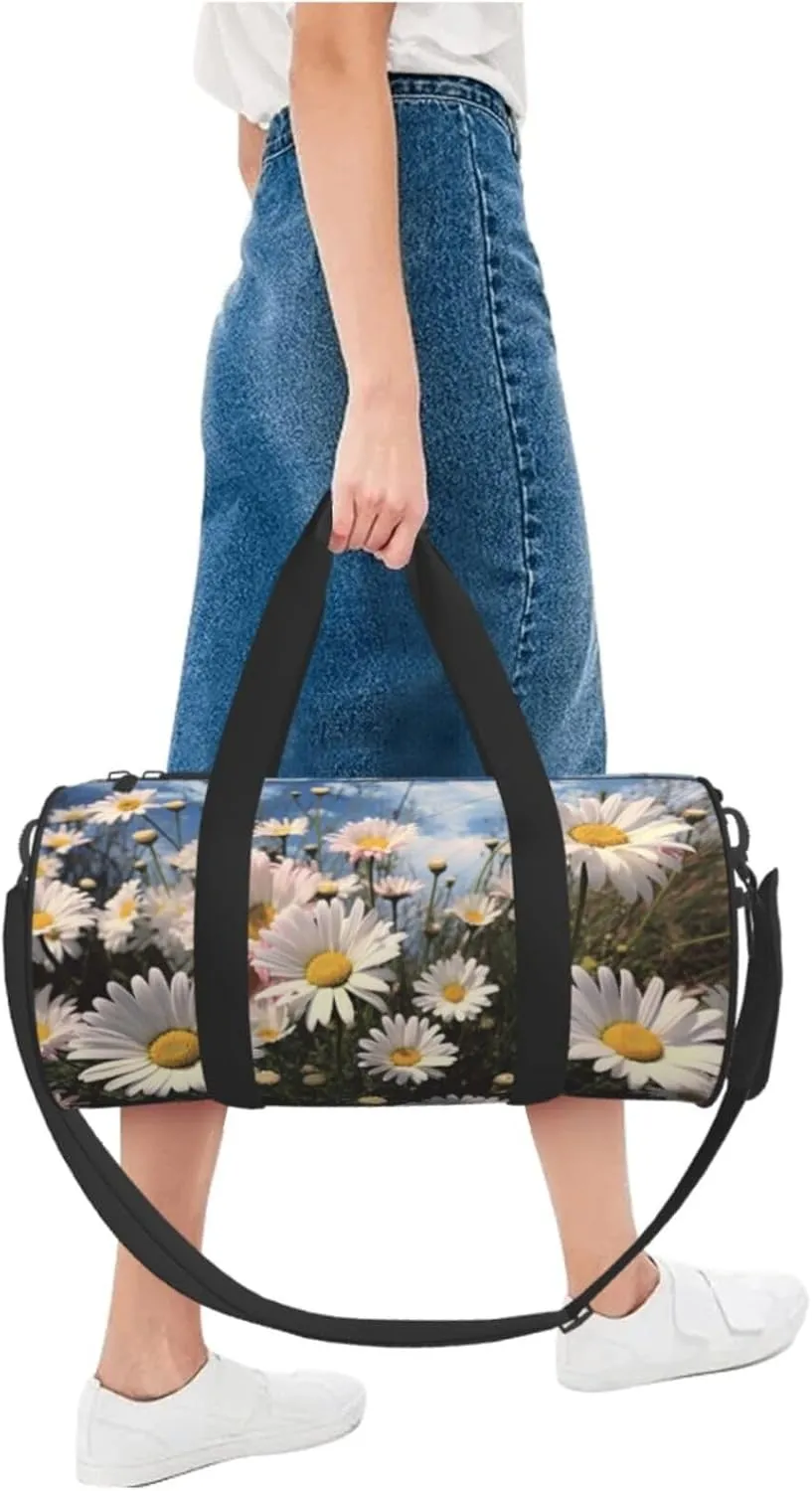Travel Bag For Women,Beautiful Daisies Print Personal Item Duffle Bags,Weekend Travel Duffel Tote Bag,Travel Sport Gym Bag For Men,Airplane Travel Essentials For Flying
