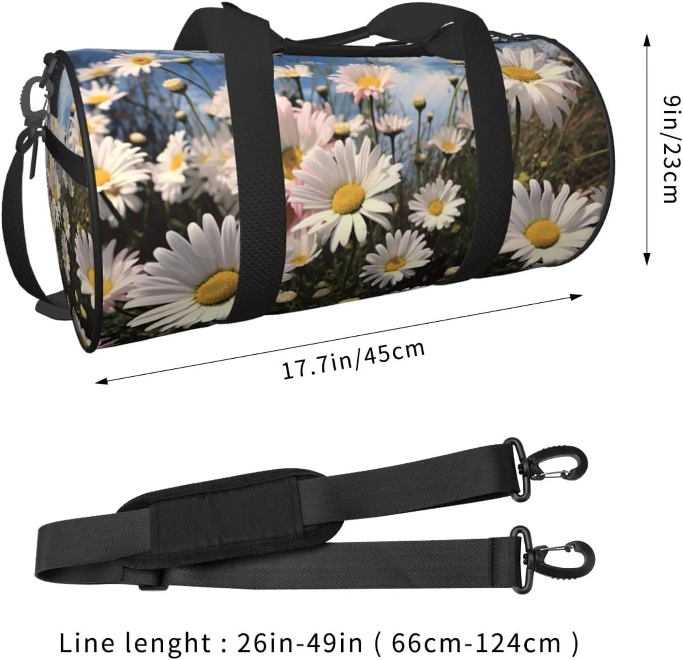 Travel Bag For Women,Beautiful Daisies Print Personal Item Duffle Bags,Weekend Travel Duffel Tote Bag,Travel Sport Gym Bag For Men,Airplane Travel Essentials For Flying