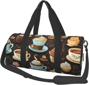 Travel Bag For Women,Coffee And Sweets Sugar Chocolate Print Personal Item Duffle Bags,Weekend Travel Duffel Tote Bag,Travel Sport Gym Bag For Men,Airplane Travel Essentials For Flying