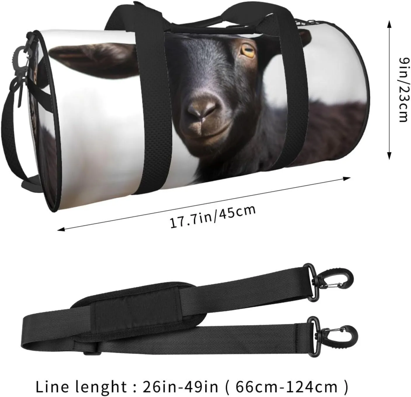 Travel Bag For Women,Cute Black Goat Animal Print Personal Item Duffle Bags,Weekend Travel Duffel Tote Bag,Travel Sport Gym Bag For Men,Airplane Travel Essentials For Flying