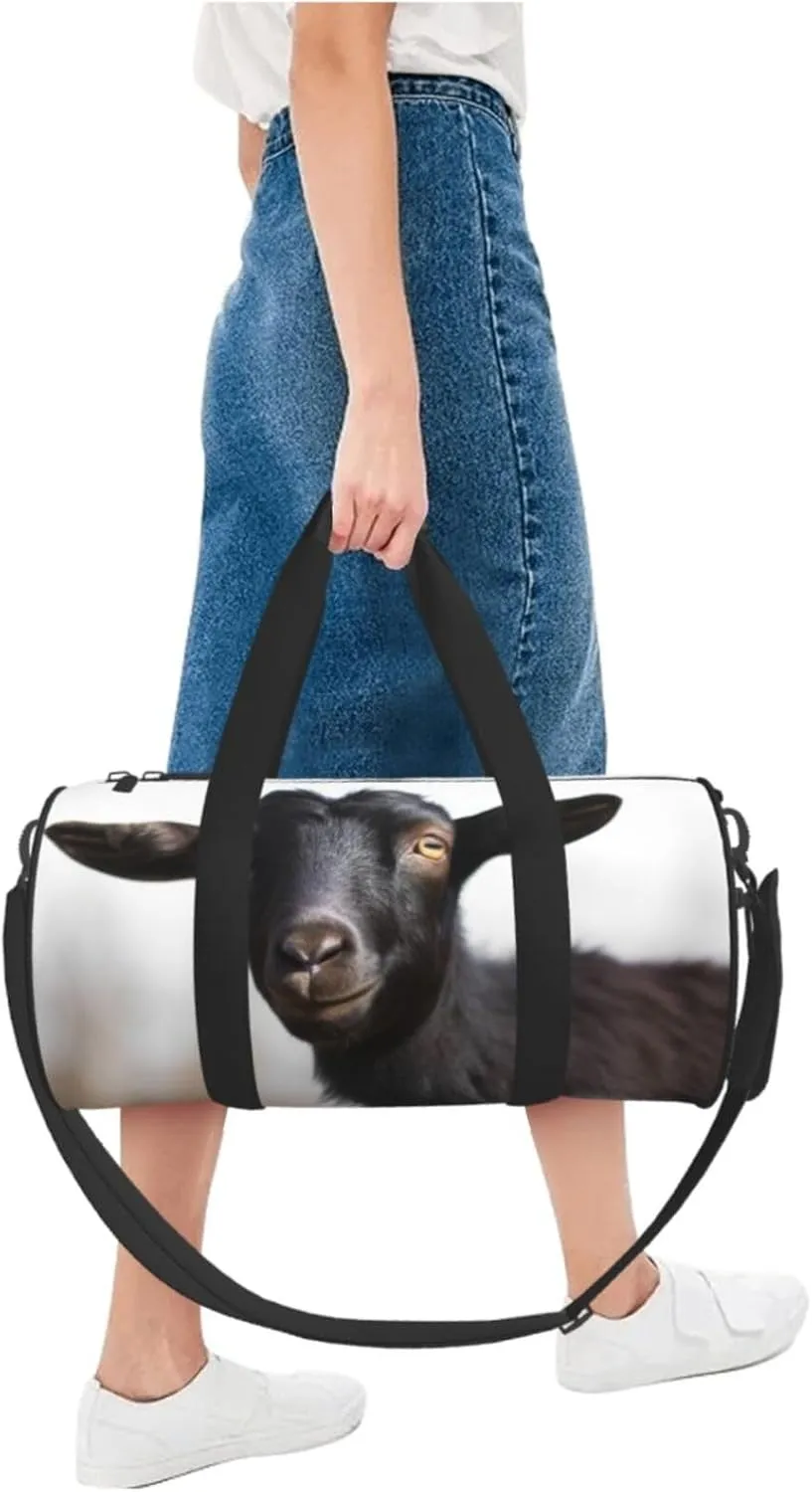 Travel Bag For Women,Cute Black Goat Animal Print Personal Item Duffle Bags,Weekend Travel Duffel Tote Bag,Travel Sport Gym Bag For Men,Airplane Travel Essentials For Flying