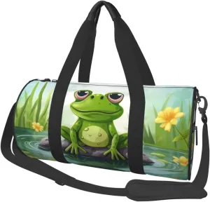 Travel Bag For Women,Frog In A Pond Print Personal Item Duffle Bags,Weekend Travel Duffel Tote Bag,Travel Sport Gym Bag For Men,Airplane Travel Essentials For Flying