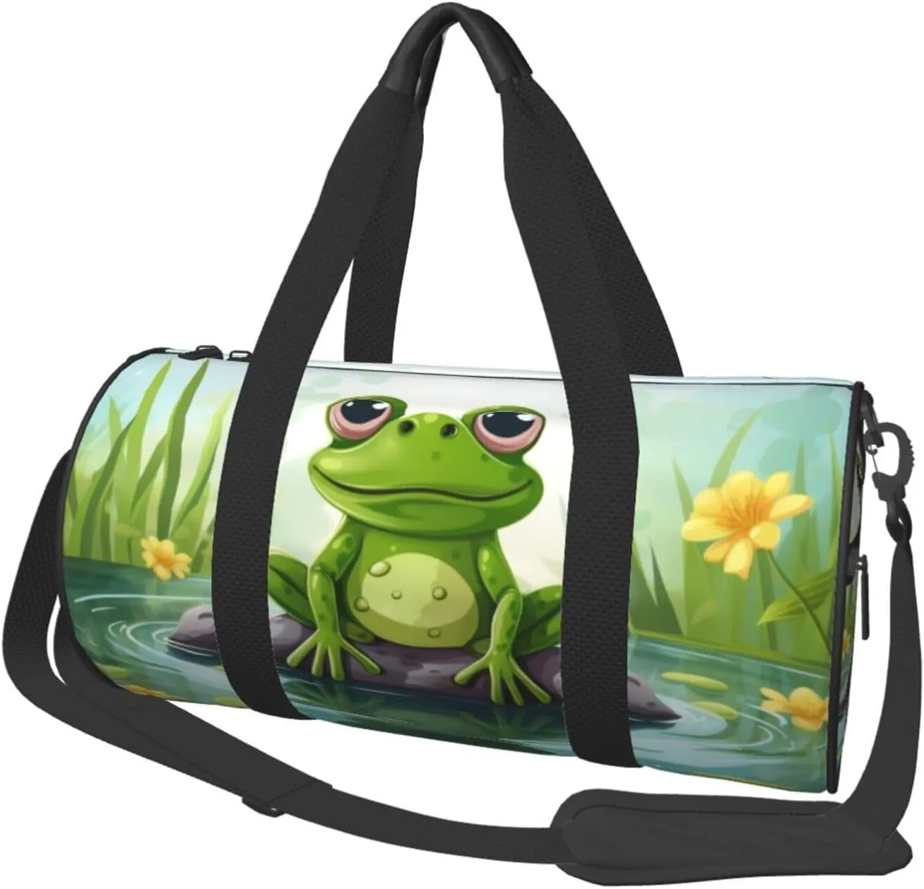 Travel Bag For Women,Frog In A Pond Print Personal Item Duffle Bags,Weekend Travel Duffel Tote Bag,Travel Sport Gym Bag For Men,Airplane Travel Essentials For Flying