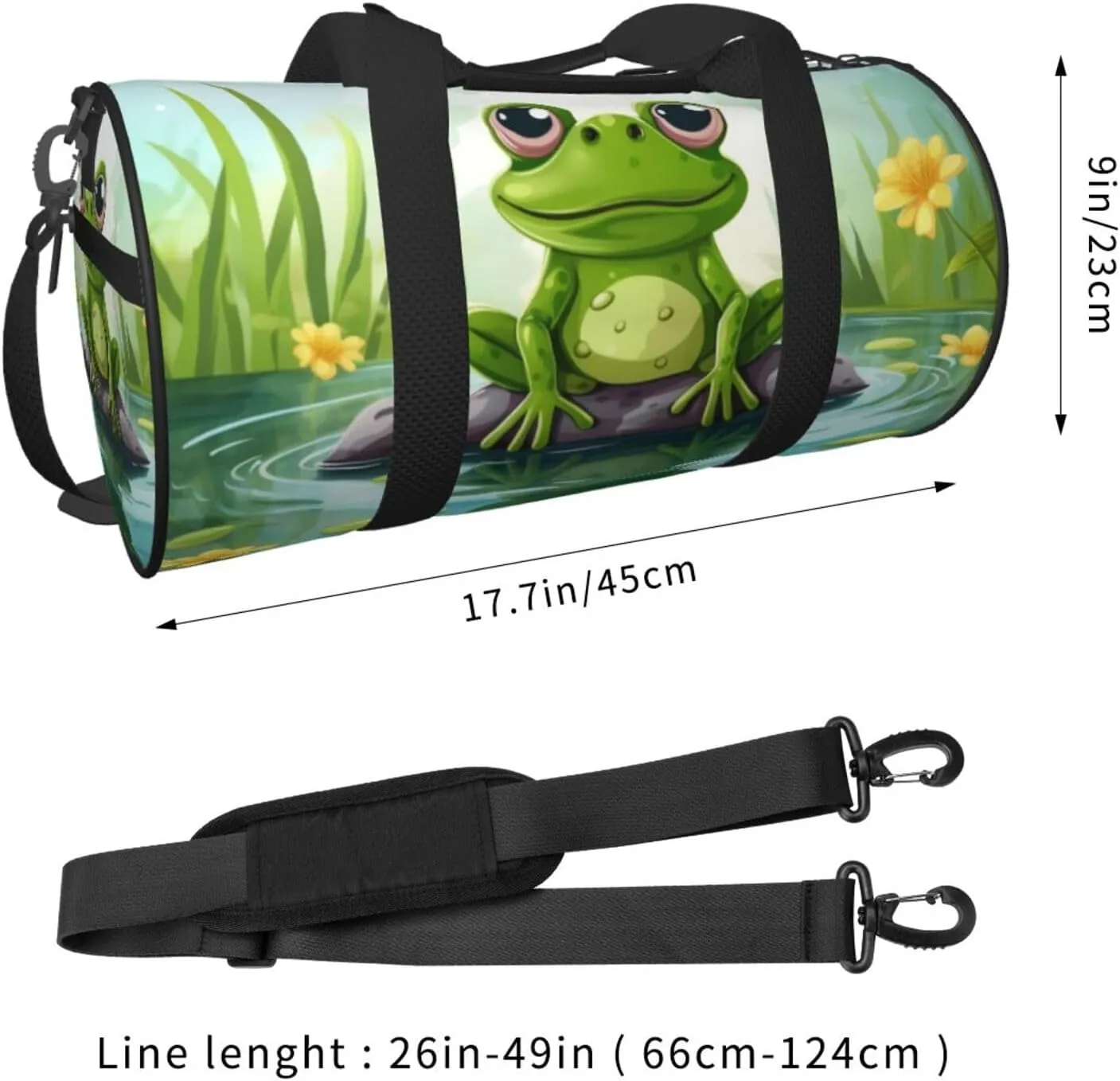 Travel Bag For Women,Frog In A Pond Print Personal Item Duffle Bags,Weekend Travel Duffel Tote Bag,Travel Sport Gym Bag For Men,Airplane Travel Essentials For Flying