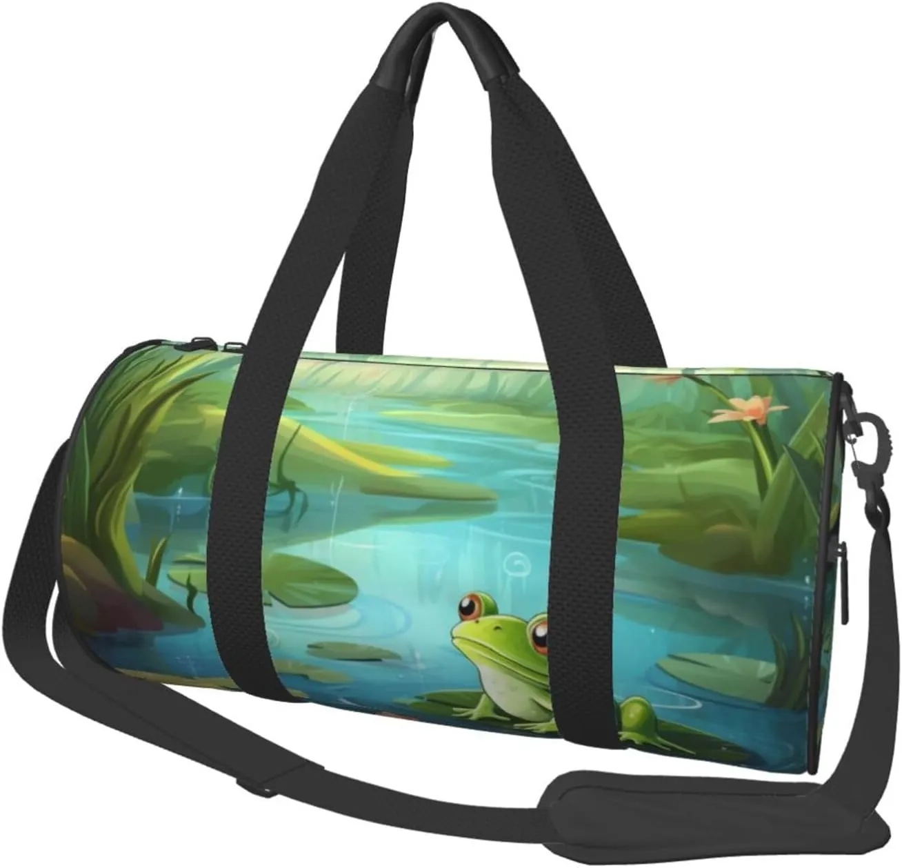 Travel Bag For Women,Frog In A Pond Print Personal Item Duffle Bags,Weekend Travel Duffel Tote Bag,Travel Sport Gym Bag For Men,Airplane Travel Essentials For Flying