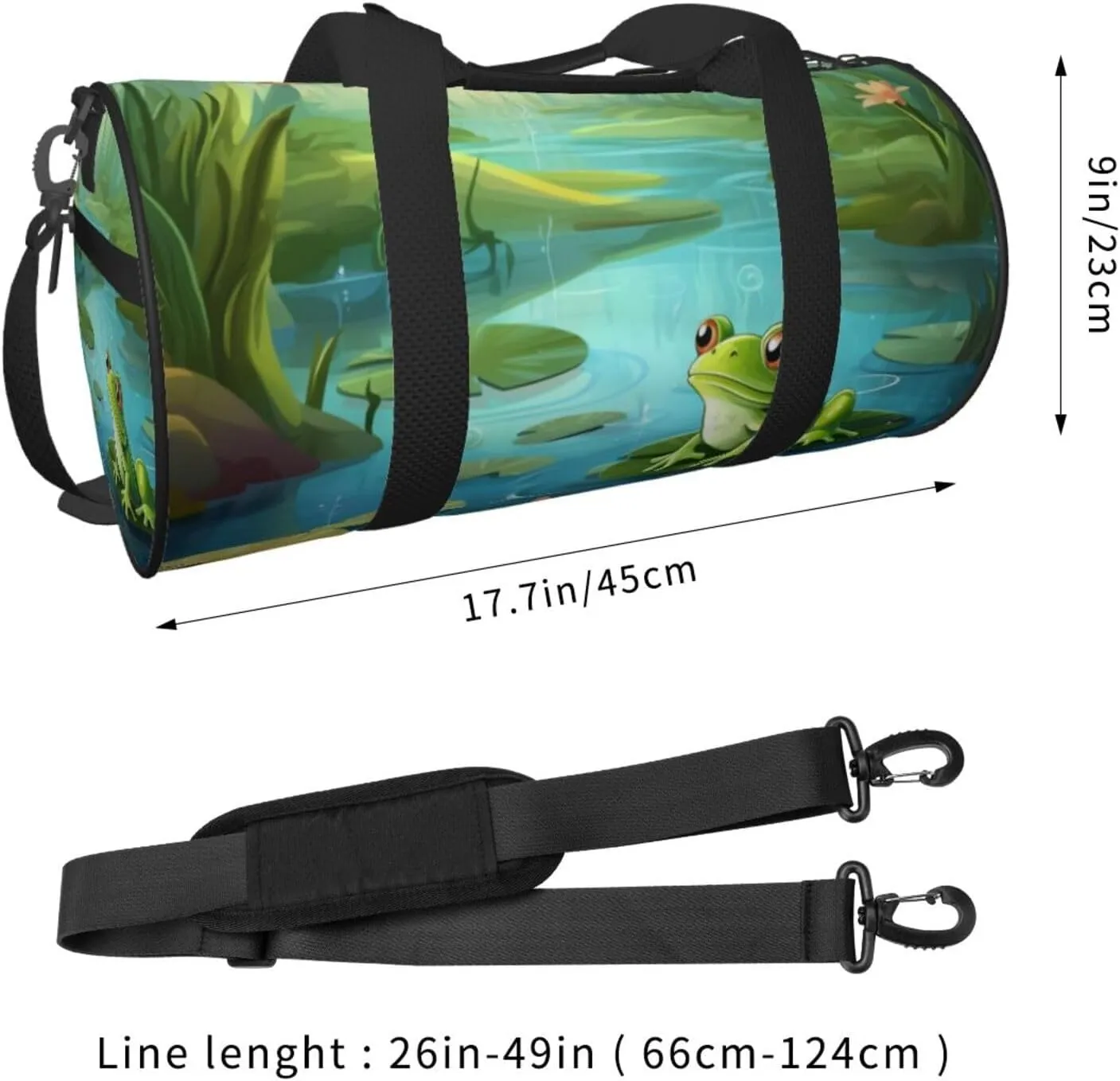 Travel Bag For Women,Frog In A Pond Print Personal Item Duffle Bags,Weekend Travel Duffel Tote Bag,Travel Sport Gym Bag For Men,Airplane Travel Essentials For Flying