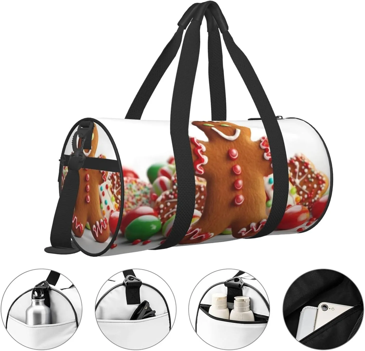 Travel Bag For Women,Gingerbread Man Candy Print Personal Item Duffle Bags,Weekend Travel Duffel Tote Bag,Travel Sport Gym Bag For Men,Airplane Travel Essentials For Flying