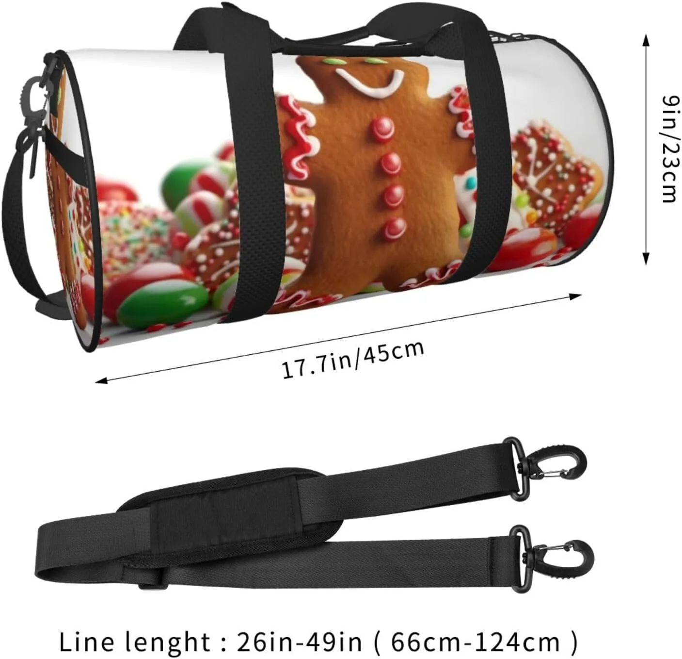Travel Bag For Women,Gingerbread Man Candy Print Personal Item Duffle Bags,Weekend Travel Duffel Tote Bag,Travel Sport Gym Bag For Men,Airplane Travel Essentials For Flying