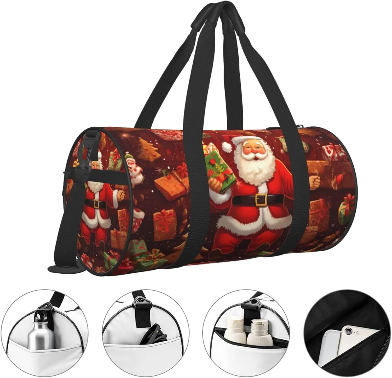 Travel Bag For Women,Happy Christmas Print Personal Item Duffle Bags,Weekend Travel Duffel Tote Bag,Travel Sport Gym Bag For Men,Airplane Travel Essentials For Flying