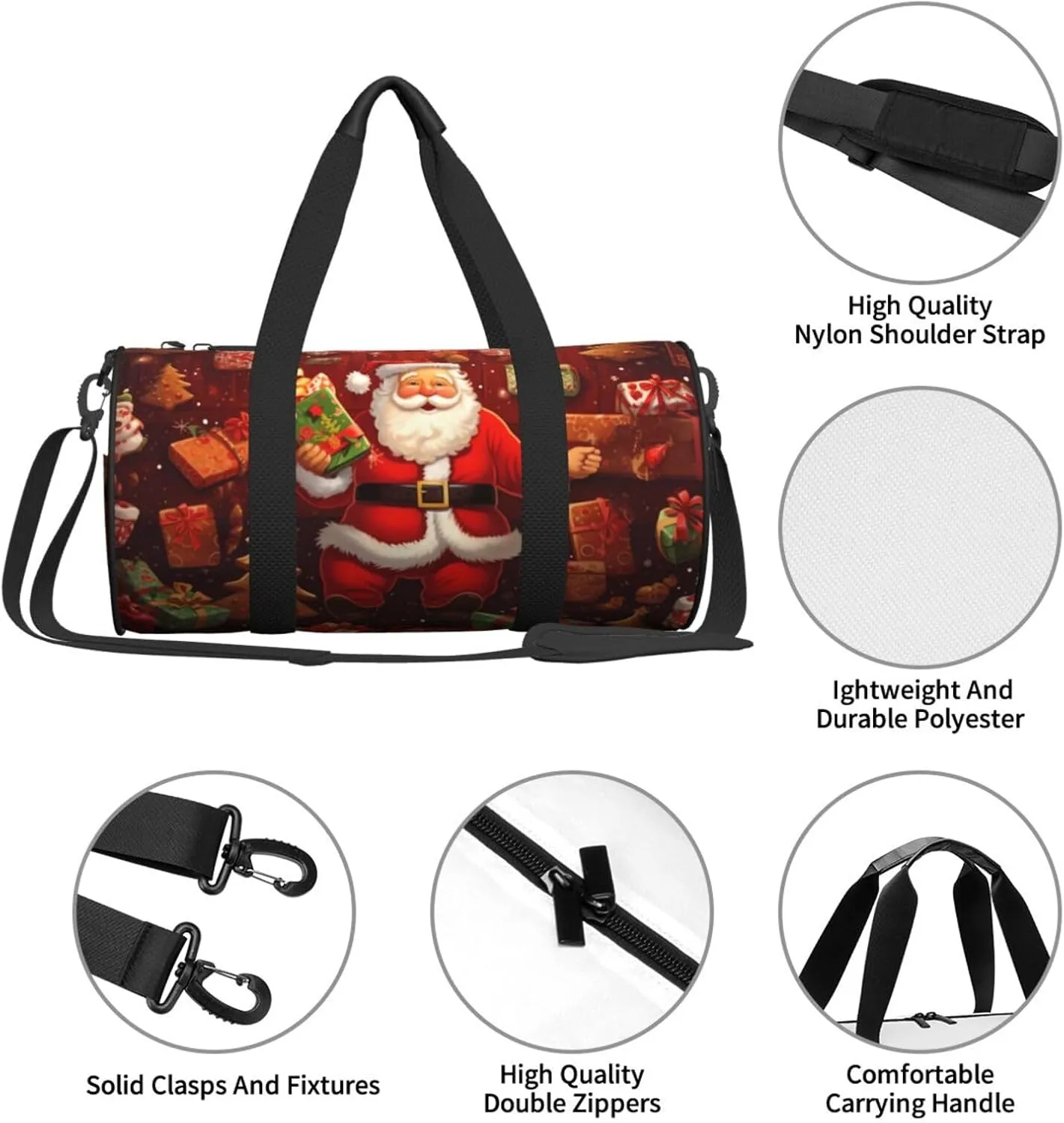 Travel Bag For Women,Happy Christmas Print Personal Item Duffle Bags,Weekend Travel Duffel Tote Bag,Travel Sport Gym Bag For Men,Airplane Travel Essentials For Flying