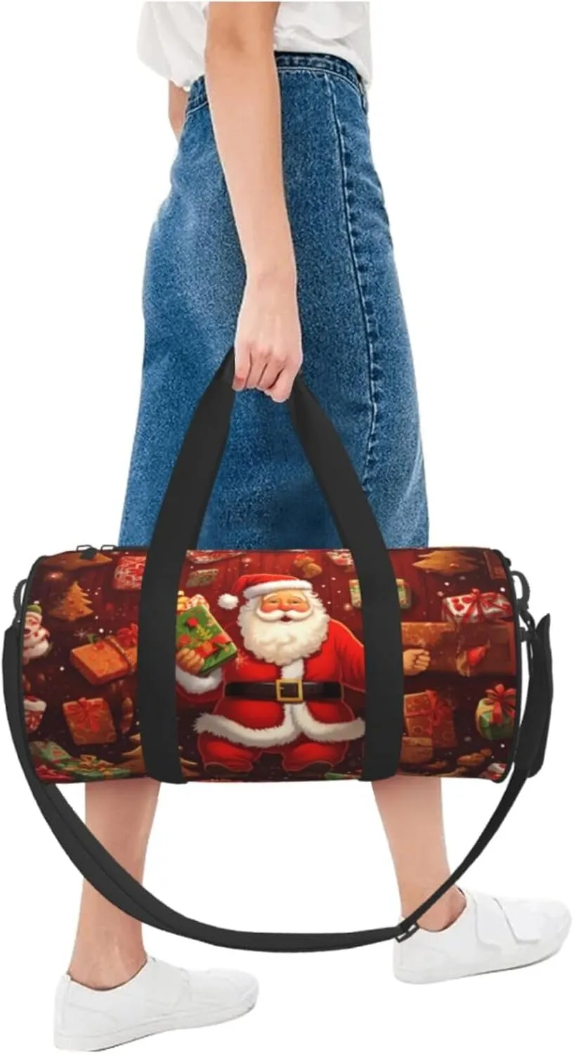 Travel Bag For Women,Happy Christmas Print Personal Item Duffle Bags,Weekend Travel Duffel Tote Bag,Travel Sport Gym Bag For Men,Airplane Travel Essentials For Flying