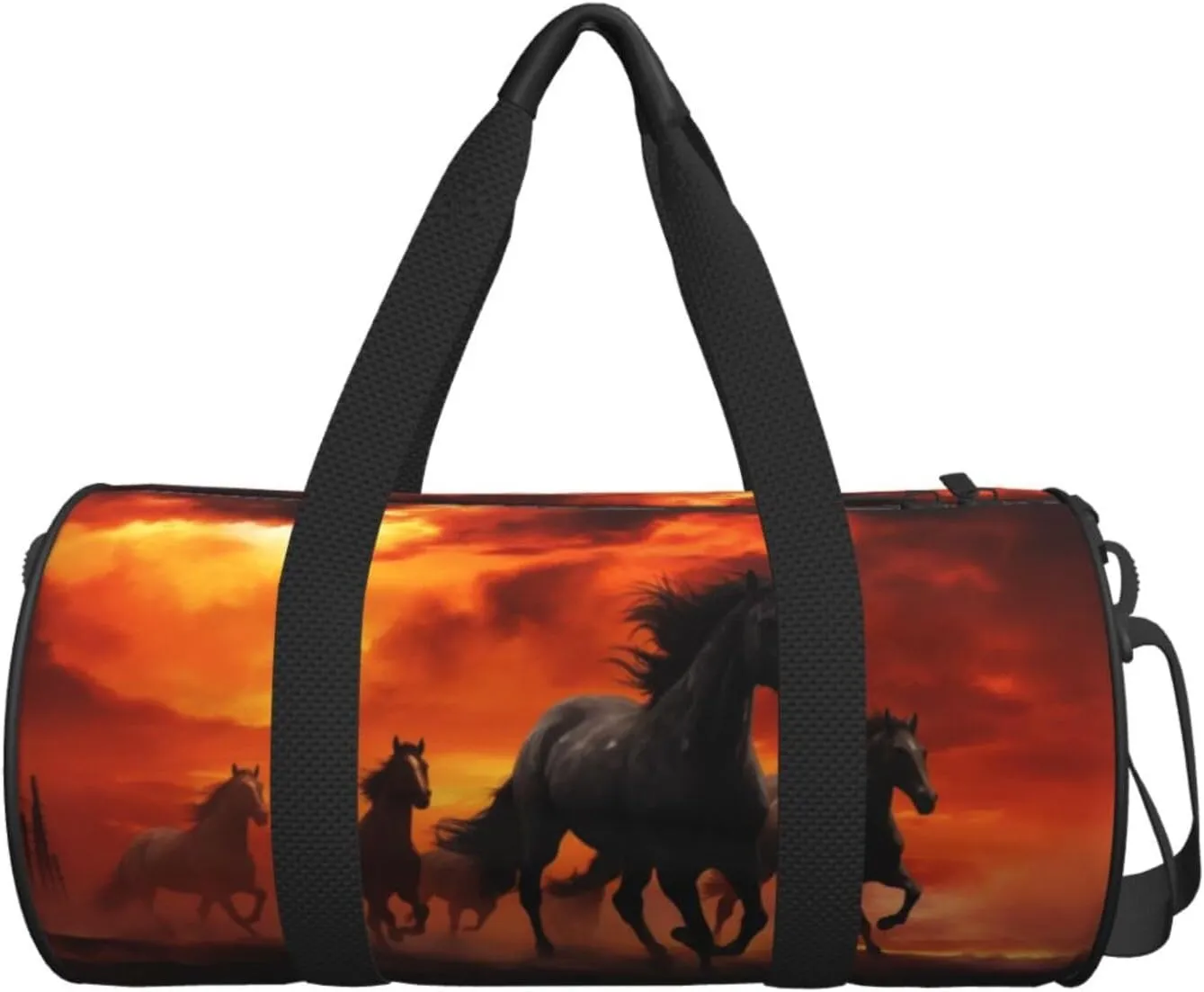 Travel Bag For Women,Horses Red Glowing Clouds Print Personal Item Duffle Bags,Weekend Travel Duffel Tote Bag,Travel Sport Gym Bag For Men,Airplane Travel Essentials For Flying