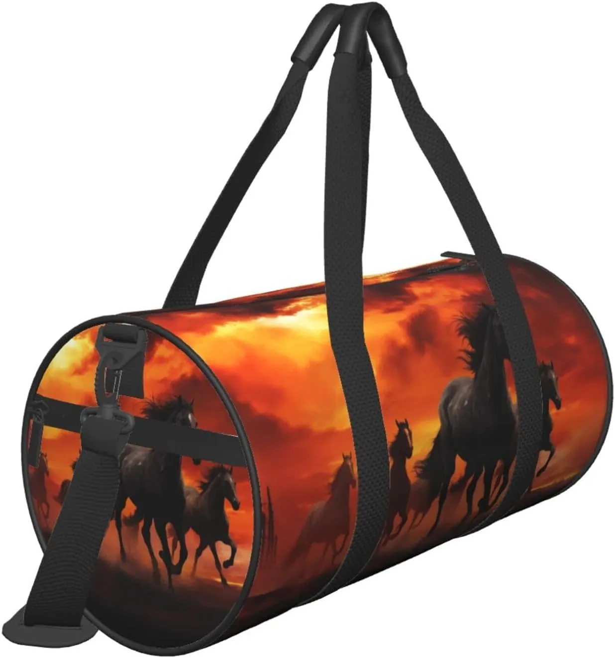 Travel Bag For Women,Horses Red Glowing Clouds Print Personal Item Duffle Bags,Weekend Travel Duffel Tote Bag,Travel Sport Gym Bag For Men,Airplane Travel Essentials For Flying