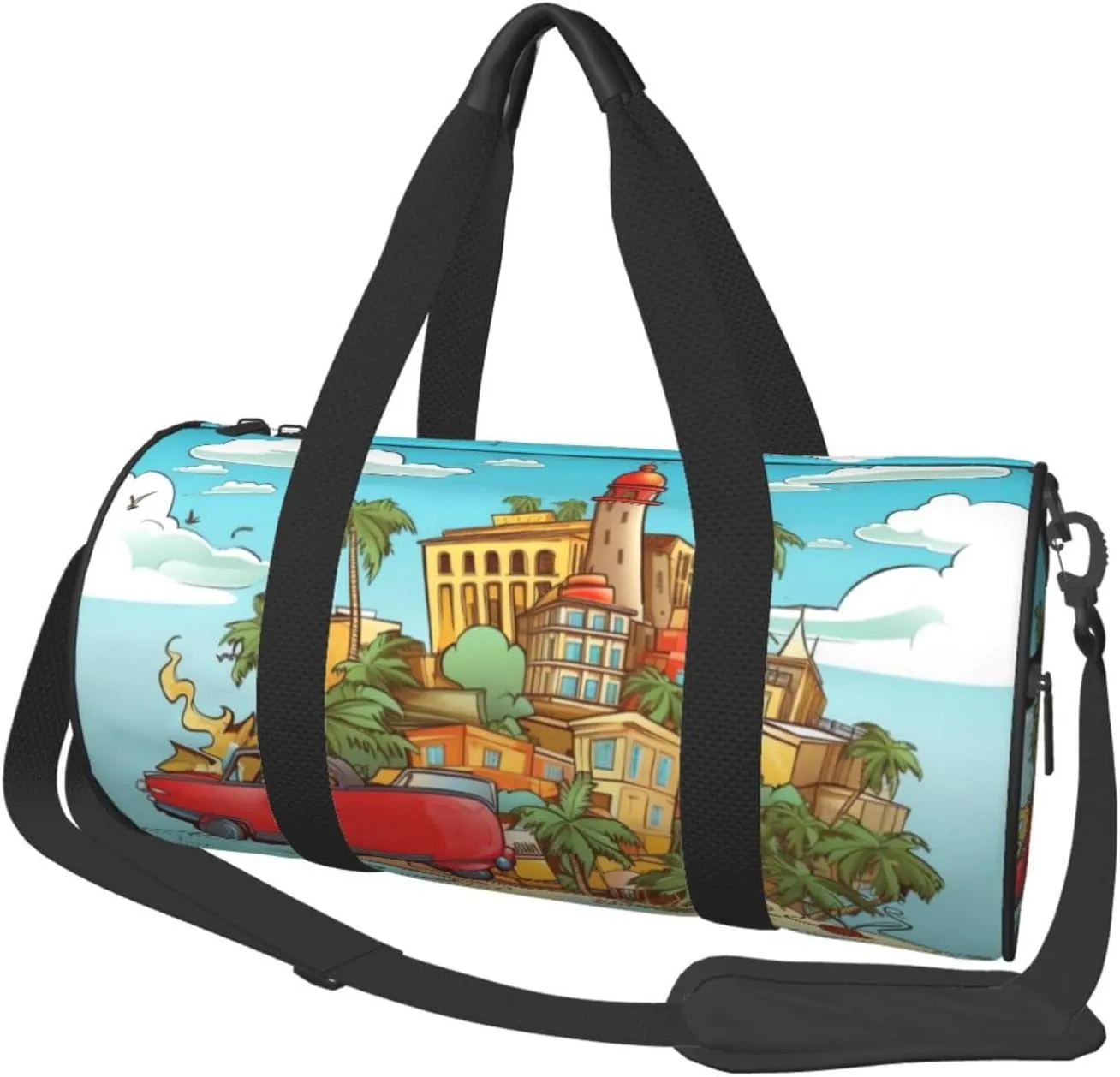 Travel Bag For Women,Island Of Cuba Print Personal Item Duffle Bags,Weekend Travel Duffel Tote Bag,Travel Sport Gym Bag For Men,Airplane Travel Essentials For Flying