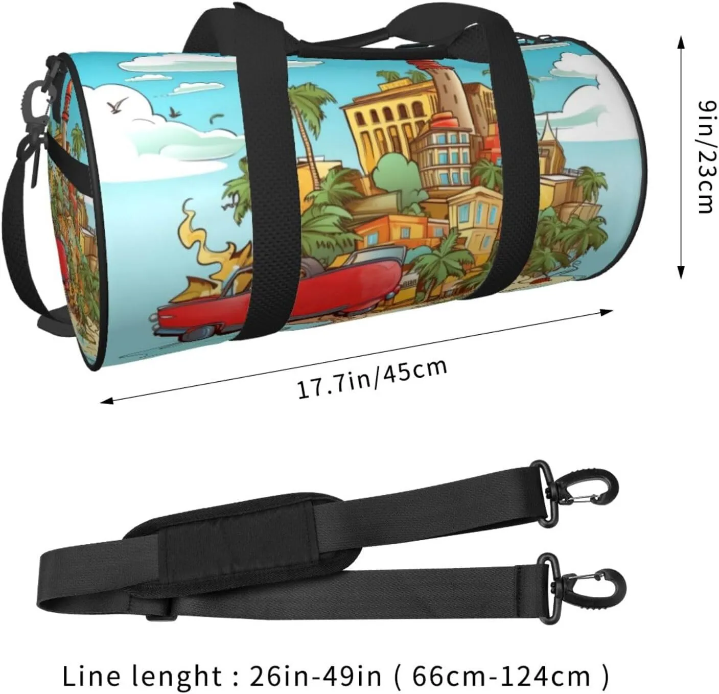 Travel Bag For Women,Island Of Cuba Print Personal Item Duffle Bags,Weekend Travel Duffel Tote Bag,Travel Sport Gym Bag For Men,Airplane Travel Essentials For Flying
