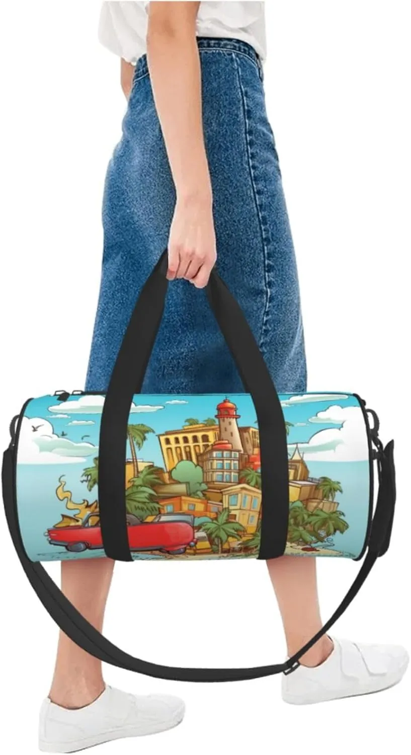 Travel Bag For Women,Island Of Cuba Print Personal Item Duffle Bags,Weekend Travel Duffel Tote Bag,Travel Sport Gym Bag For Men,Airplane Travel Essentials For Flying