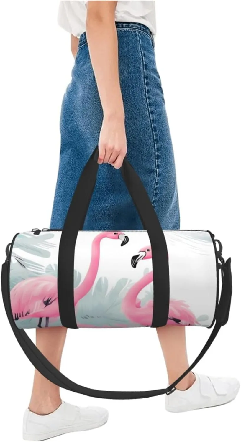 Travel Bag For Women,Love Flamingo Print Personal Item Duffle Bags,Weekend Travel Duffel Tote Bag,Travel Sport Gym Bag For Men,Airplane Travel Essentials For Flying