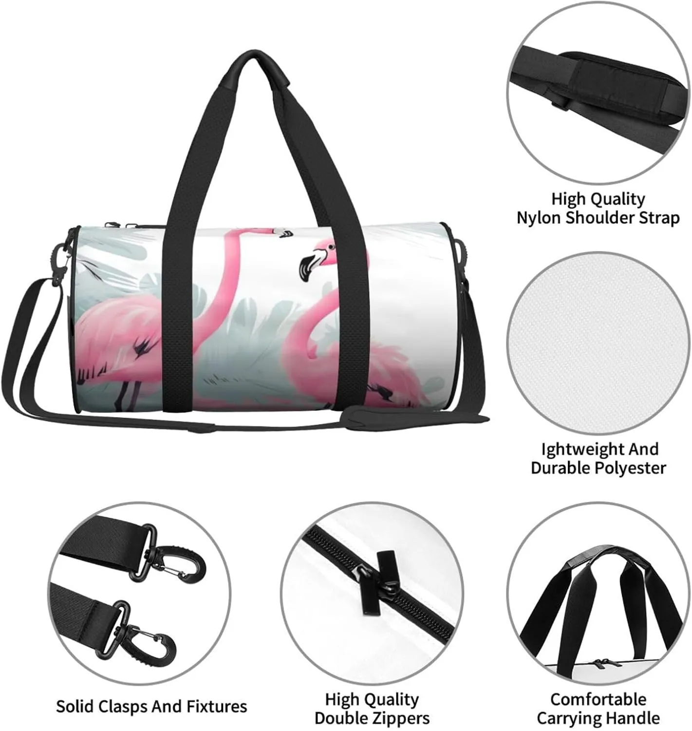Travel Bag For Women,Love Flamingo Print Personal Item Duffle Bags,Weekend Travel Duffel Tote Bag,Travel Sport Gym Bag For Men,Airplane Travel Essentials For Flying