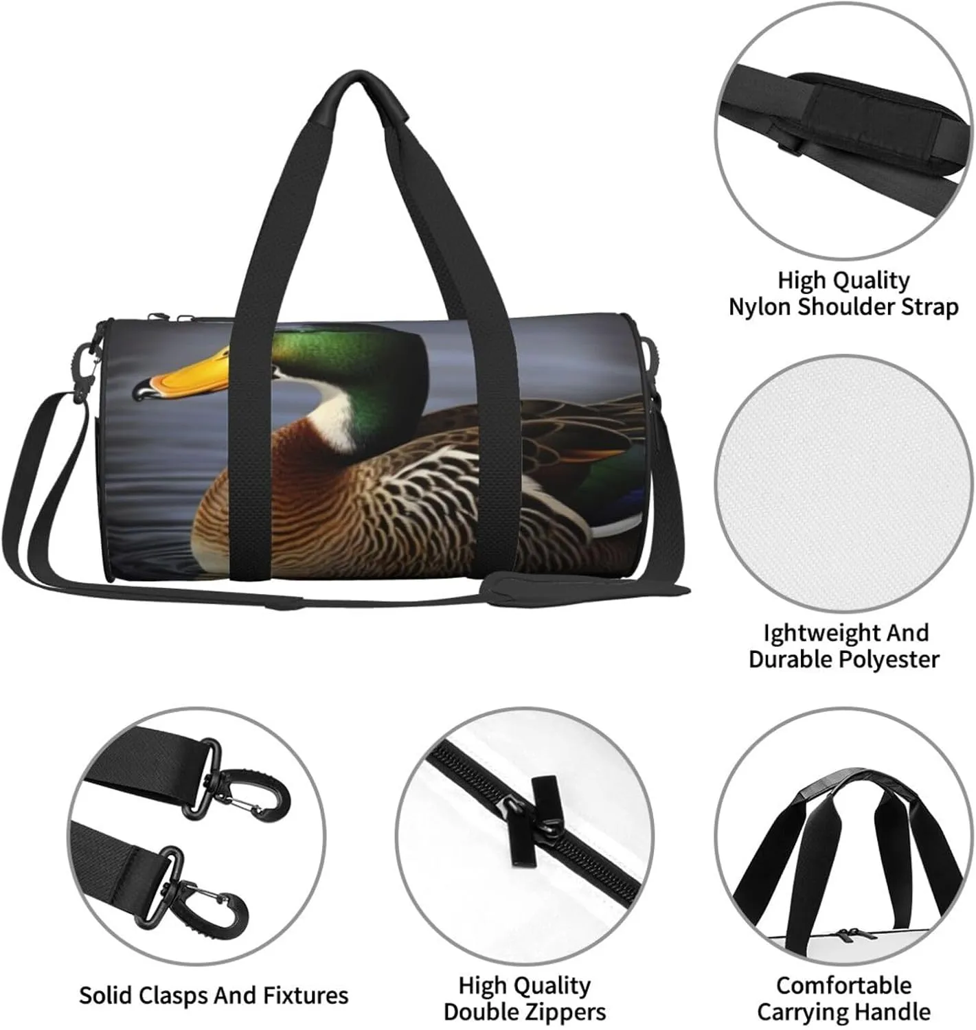 Travel Bag For Women,Mallard Duck Print Personal Item Duffle Bags,Weekend Travel Duffel Tote Bag,Travel Sport Gym Bag For Men,Airplane Travel Essentials For Flying