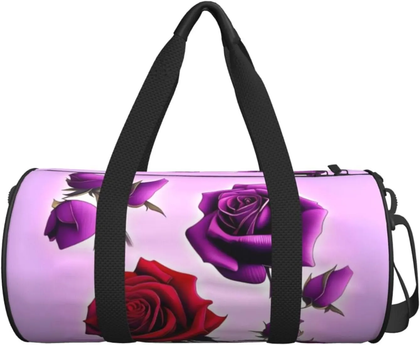 Travel Bag For Women,Red And Purple Roses Print Personal Item Duffle Bags,Weekend Travel Duffel Tote Bag,Travel Sport Gym Bag For Men,Airplane Travel Essentials For Flying