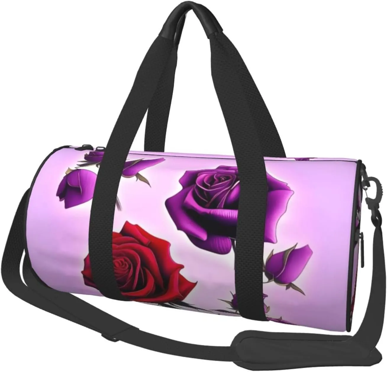 Travel Bag For Women,Red And Purple Roses Print Personal Item Duffle Bags,Weekend Travel Duffel Tote Bag,Travel Sport Gym Bag For Men,Airplane Travel Essentials For Flying
