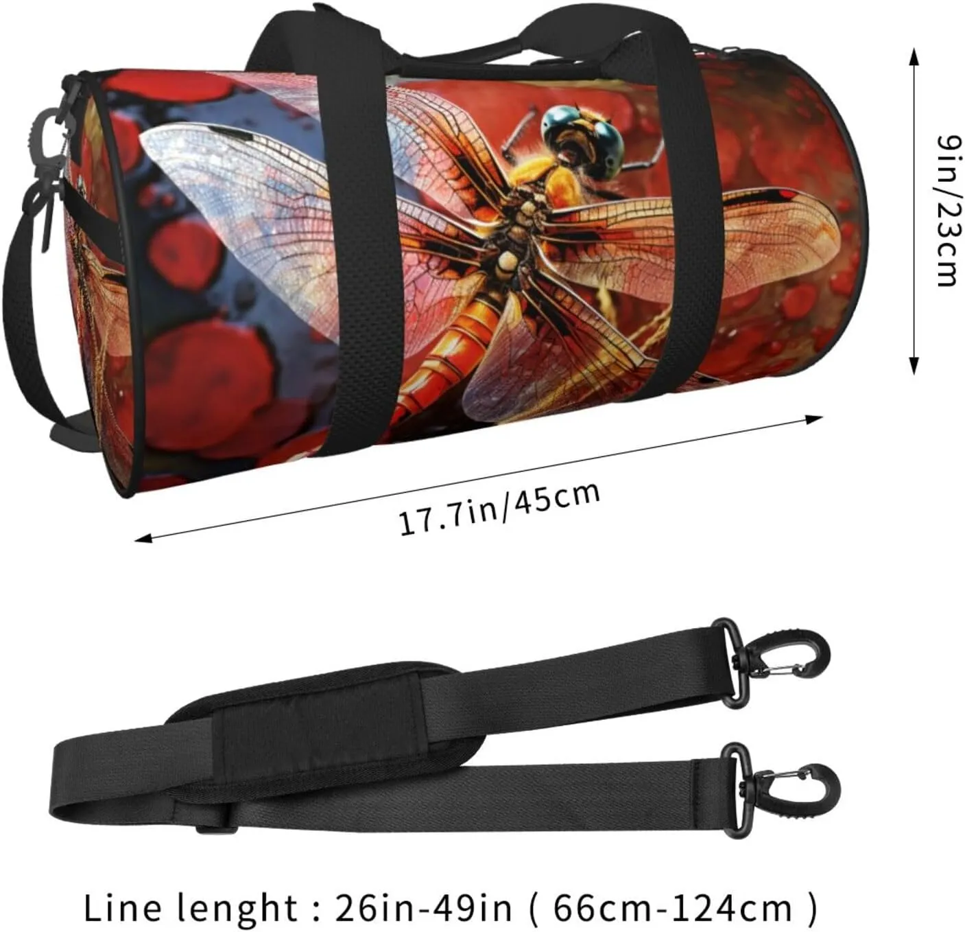 Travel Bag For Women,Red Dragonfly Print Personal Item Duffle Bags,Weekend Travel Duffel Tote Bag,Travel Sport Gym Bag For Men,Airplane Travel Essentials For Flying