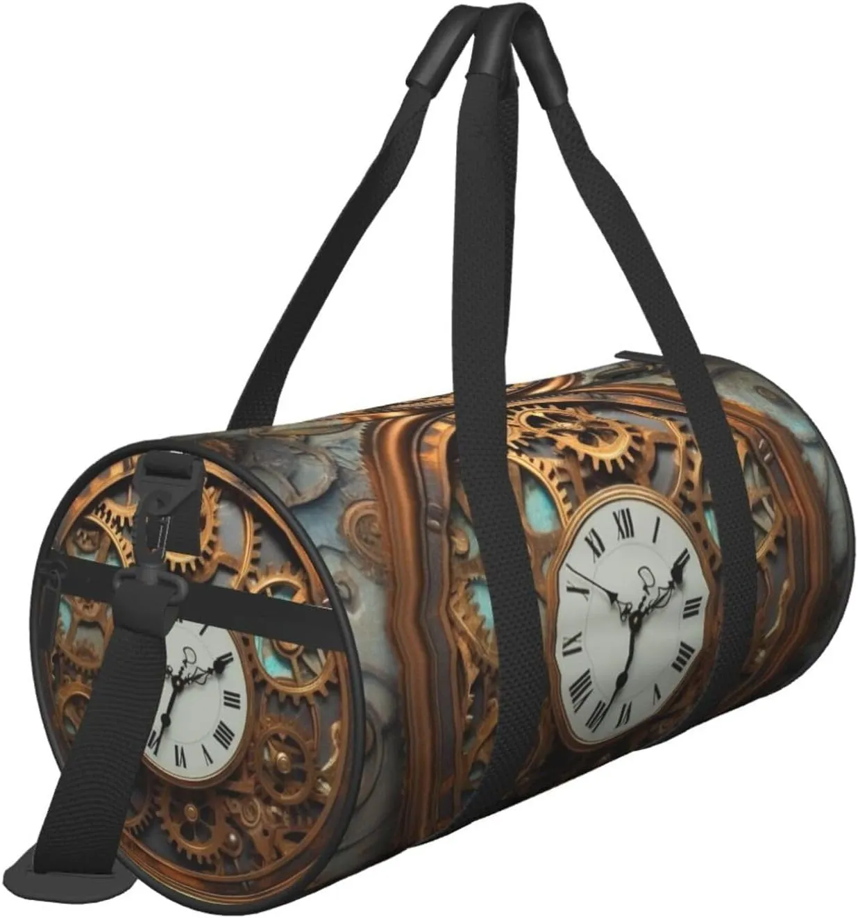 Travel Bag For Women,Rusty Steampunk Clock Print Personal Item Duffle Bags,Weekend Travel Duffel Tote Bag,Travel Sport Gym Bag For Men,Airplane Travel Essentials For Flying