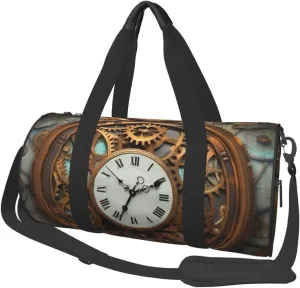 Travel Bag For Women,Rusty Steampunk Clock Print Personal Item Duffle Bags,Weekend Travel Duffel Tote Bag,Travel Sport Gym Bag For Men,Airplane Travel Essentials For Flying