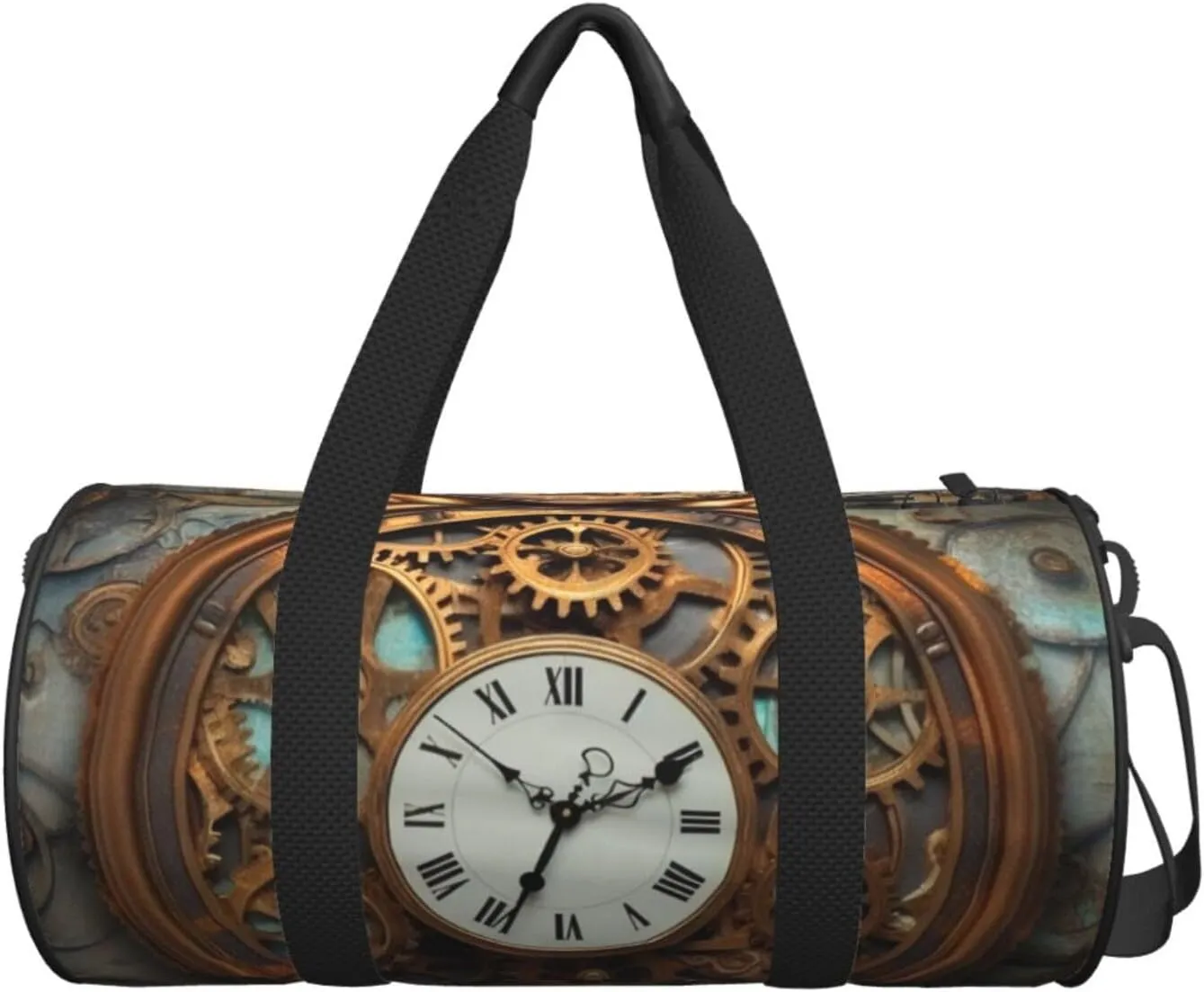 Travel Bag For Women,Rusty Steampunk Clock Print Personal Item Duffle Bags,Weekend Travel Duffel Tote Bag,Travel Sport Gym Bag For Men,Airplane Travel Essentials For Flying