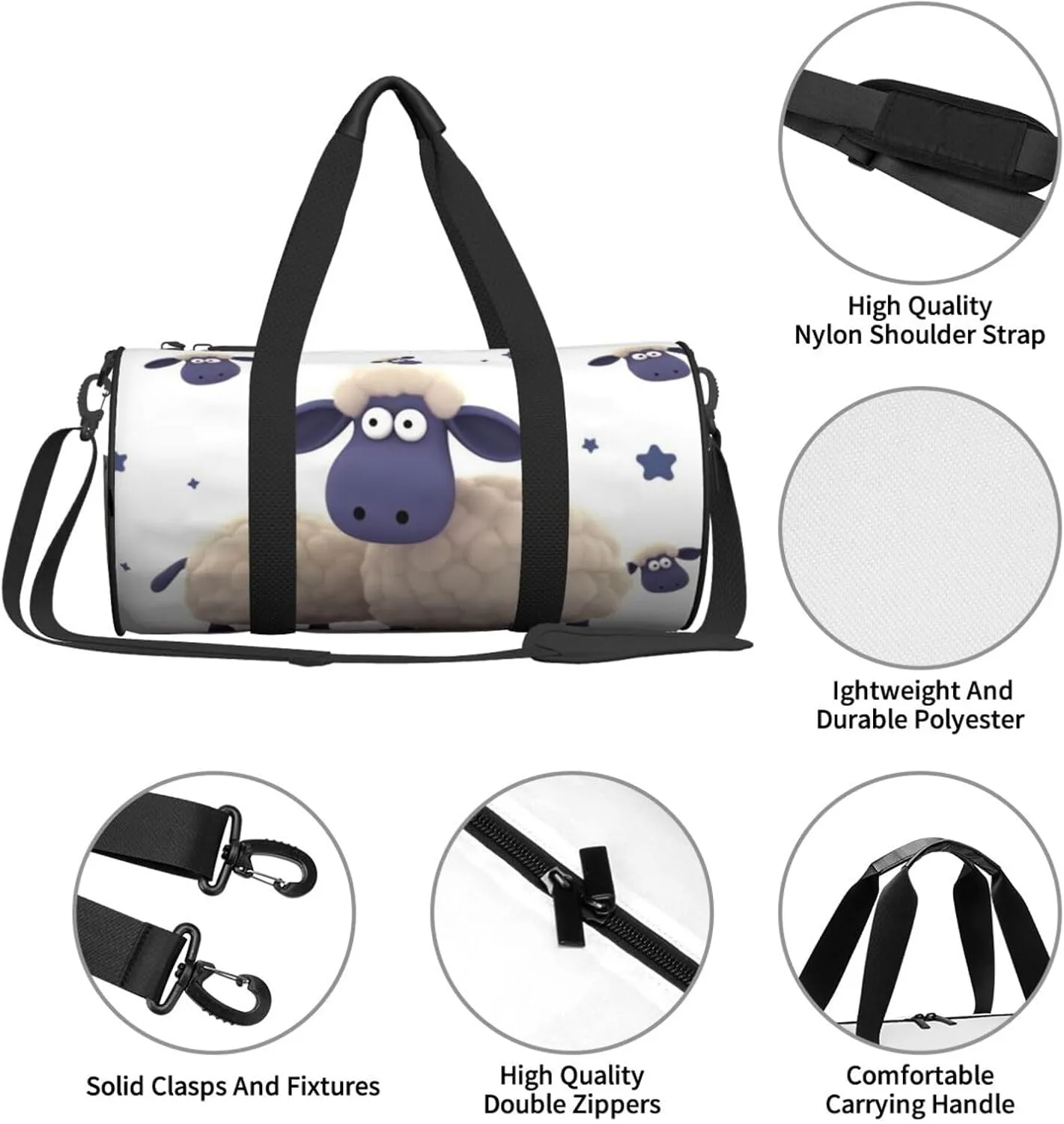 Travel Bag For Women,Sheep Print Personal Item Duffle Bags,Weekend Travel Duffel Tote Bag,Travel Sport Gym Bag For Men,Airplane Travel Essentials For Flying