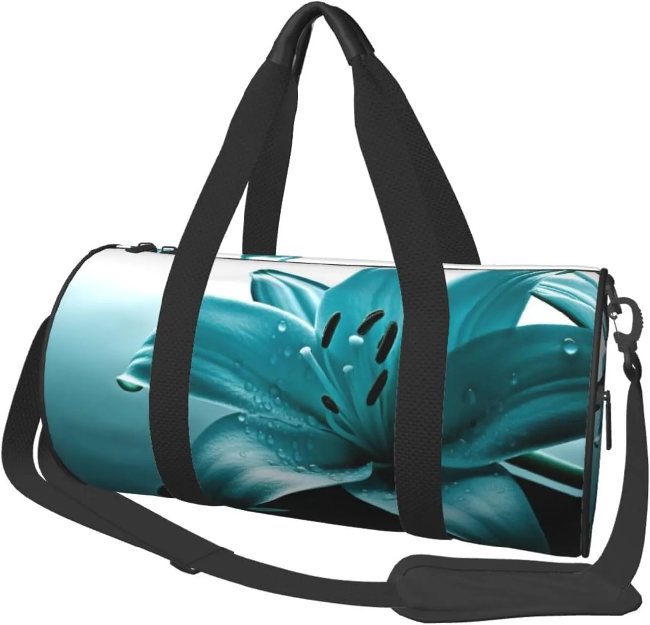 Travel Bag For Women,Teal Lily Print Personal Item Duffle Bags,Weekend Travel Duffel Tote Bag,Travel Sport Gym Bag For Men,Airplane Travel Essentials For Flying