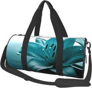 Travel Bag For Women,Teal Lily Print Personal Item Duffle Bags,Weekend Travel Duffel Tote Bag,Travel Sport Gym Bag For Men,Airplane Travel Essentials For Flying