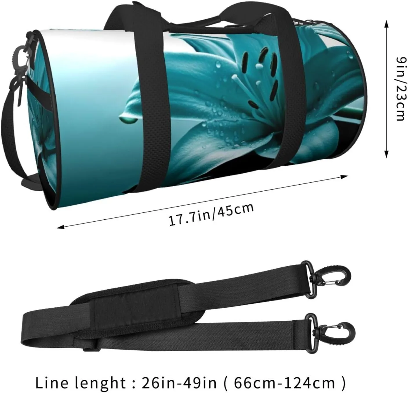 Travel Bag For Women,Teal Lily Print Personal Item Duffle Bags,Weekend Travel Duffel Tote Bag,Travel Sport Gym Bag For Men,Airplane Travel Essentials For Flying