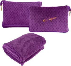Travel Blanket Pillow-Premium Soft 2 in 1 Airplane Blanket for Long Trips Essentials with Bag Pillowcase, Hand Luggage Sleeve and Backpack Clip (Violet)