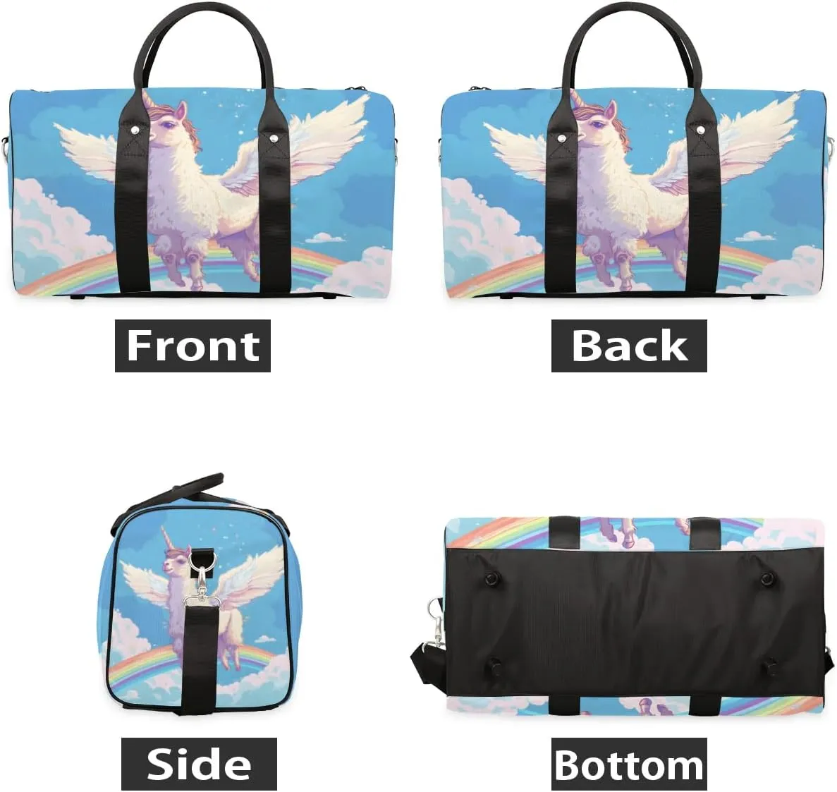 Travel Duffel Bag, Cute Animal Unicorn Alpaca Rainbow Sports Tote Gym Bag Foldable Western Aztec Weekender Bag Carry on Luggage Handle Bag Overnight Shoulder Bag for Women Men,A-1706
