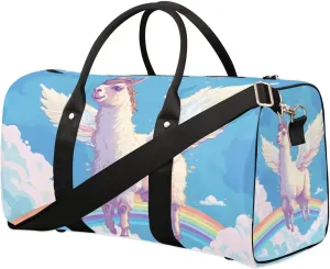 Travel Duffel Bag, Cute Animal Unicorn Alpaca Rainbow Sports Tote Gym Bag Foldable Western Aztec Weekender Bag Carry on Luggage Handle Bag Overnight Shoulder Bag for Women Men,A-1706