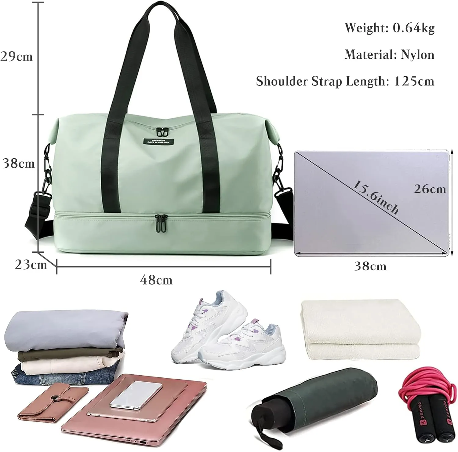 Travel Duffel Bag for Women and Men Foldable Weekender Overnight Bag