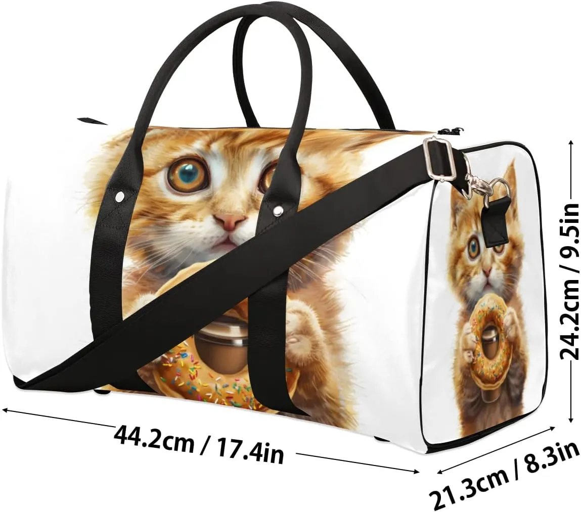 Travel Duffel Bag, Funny Animal Cat Sports Tote Gym Bag Foldable Western Aztec Weekender Bag Carry on Luggage Handle Bag Overnight Shoulder Bag for Women Men,A-1878