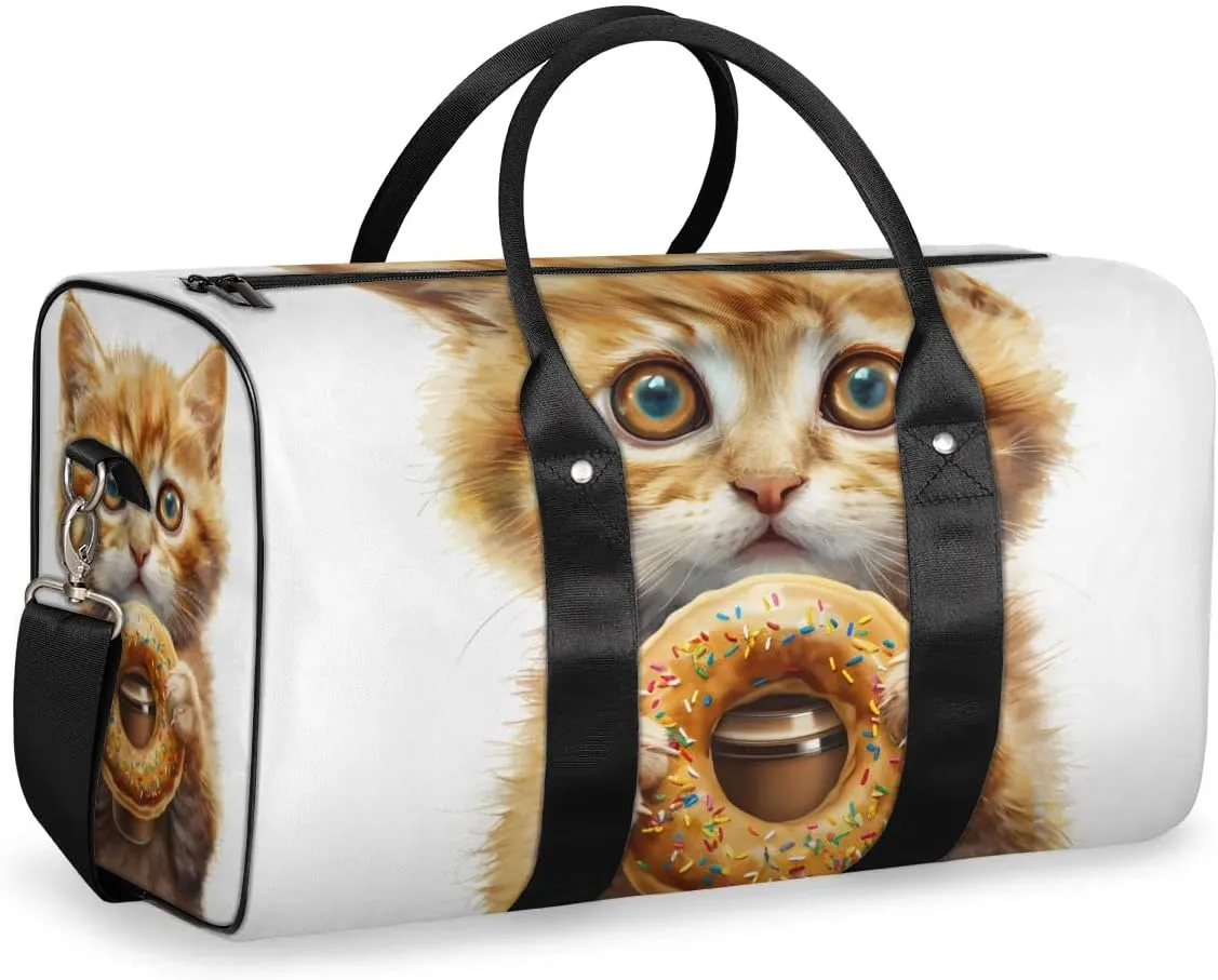 Travel Duffel Bag, Funny Animal Cat Sports Tote Gym Bag Foldable Western Aztec Weekender Bag Carry on Luggage Handle Bag Overnight Shoulder Bag for Women Men,A-1878