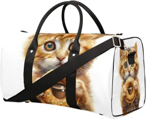 Travel Duffel Bag, Funny Animal Cat Sports Tote Gym Bag Foldable Western Aztec Weekender Bag Carry on Luggage Handle Bag Overnight Shoulder Bag for Women Men,A-1878