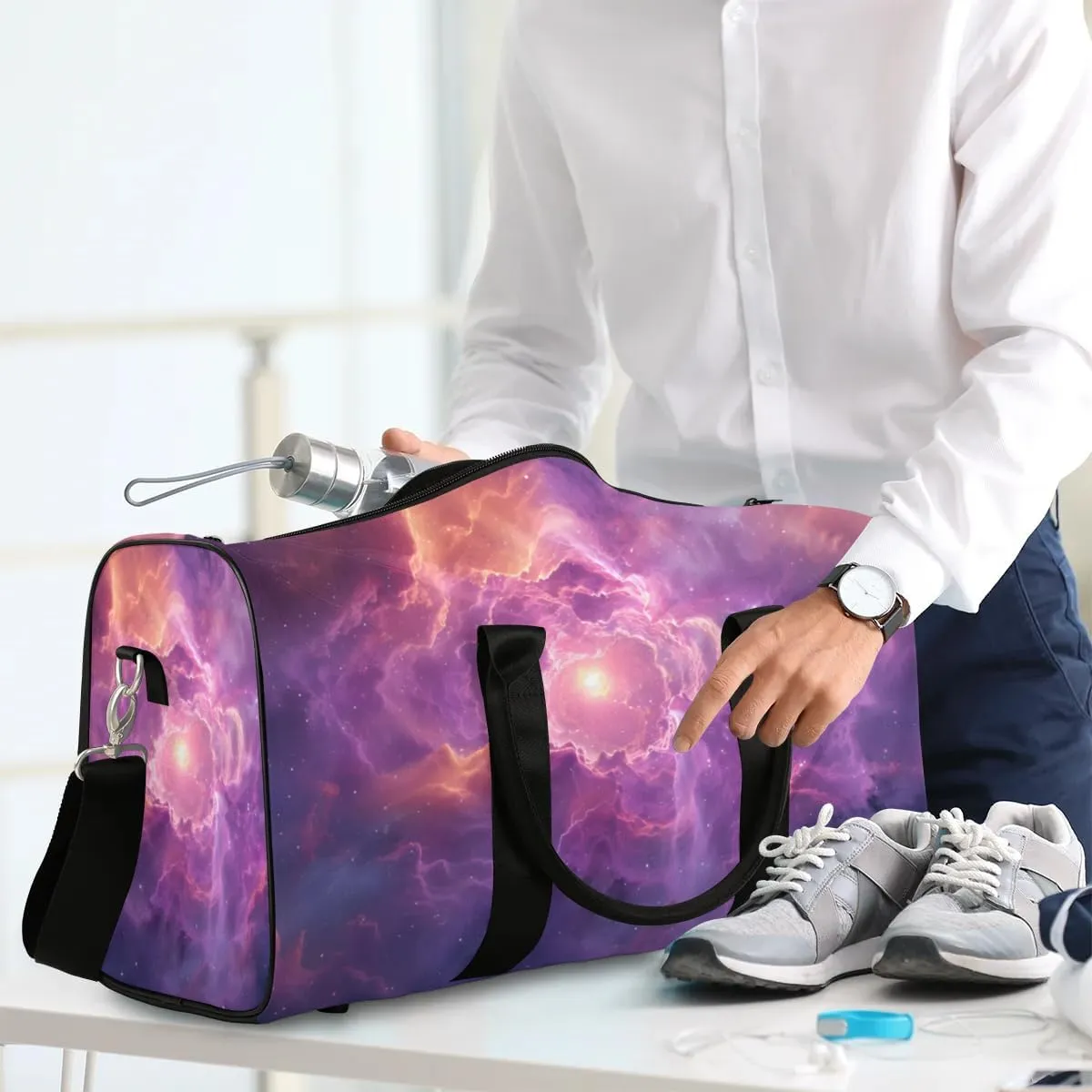 Travel Duffel Bag, Galaxy Universe Space Nebulae Sports Tote Gym Bag Foldable Western Aztec Weekender Bag Carry on Luggage Handle Bag Overnight Shoulder Bag for Women Men,A-003