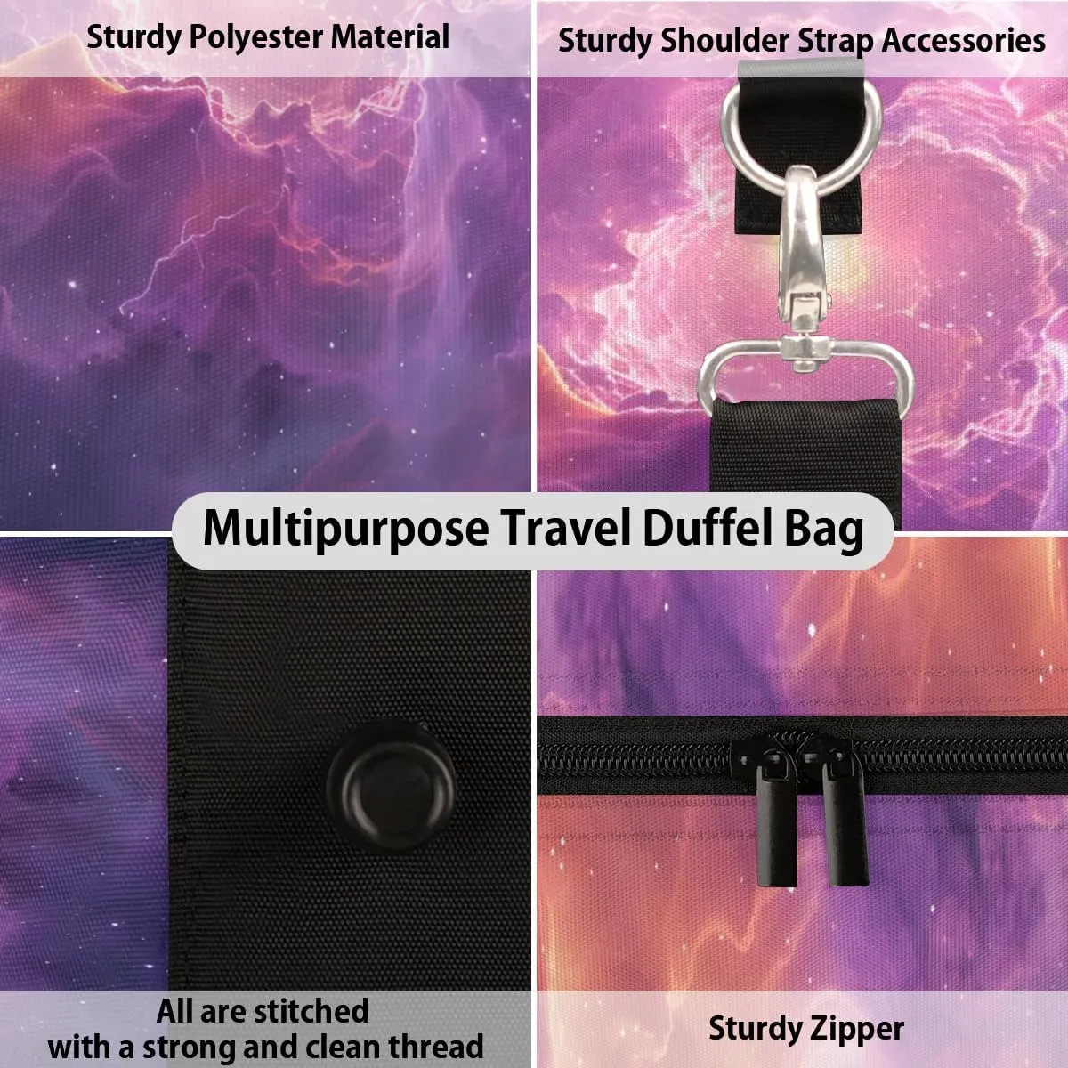 Travel Duffel Bag, Galaxy Universe Space Nebulae Sports Tote Gym Bag Foldable Western Aztec Weekender Bag Carry on Luggage Handle Bag Overnight Shoulder Bag for Women Men,A-003